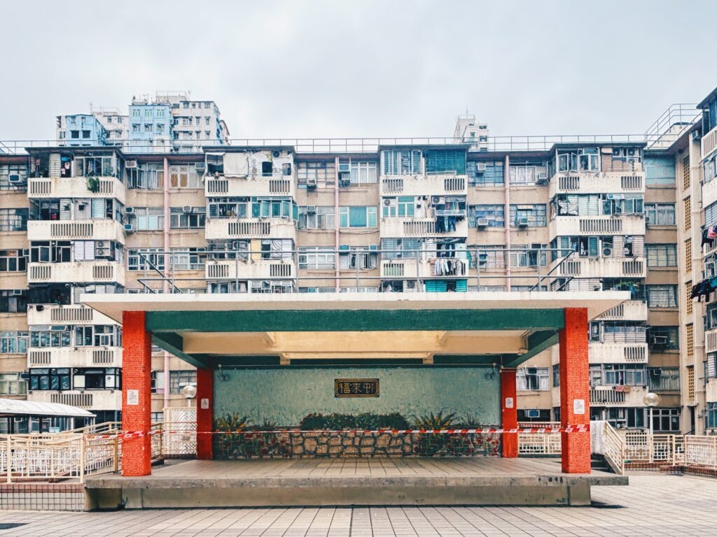 2023年拍攝的福來邨及露天廣場。